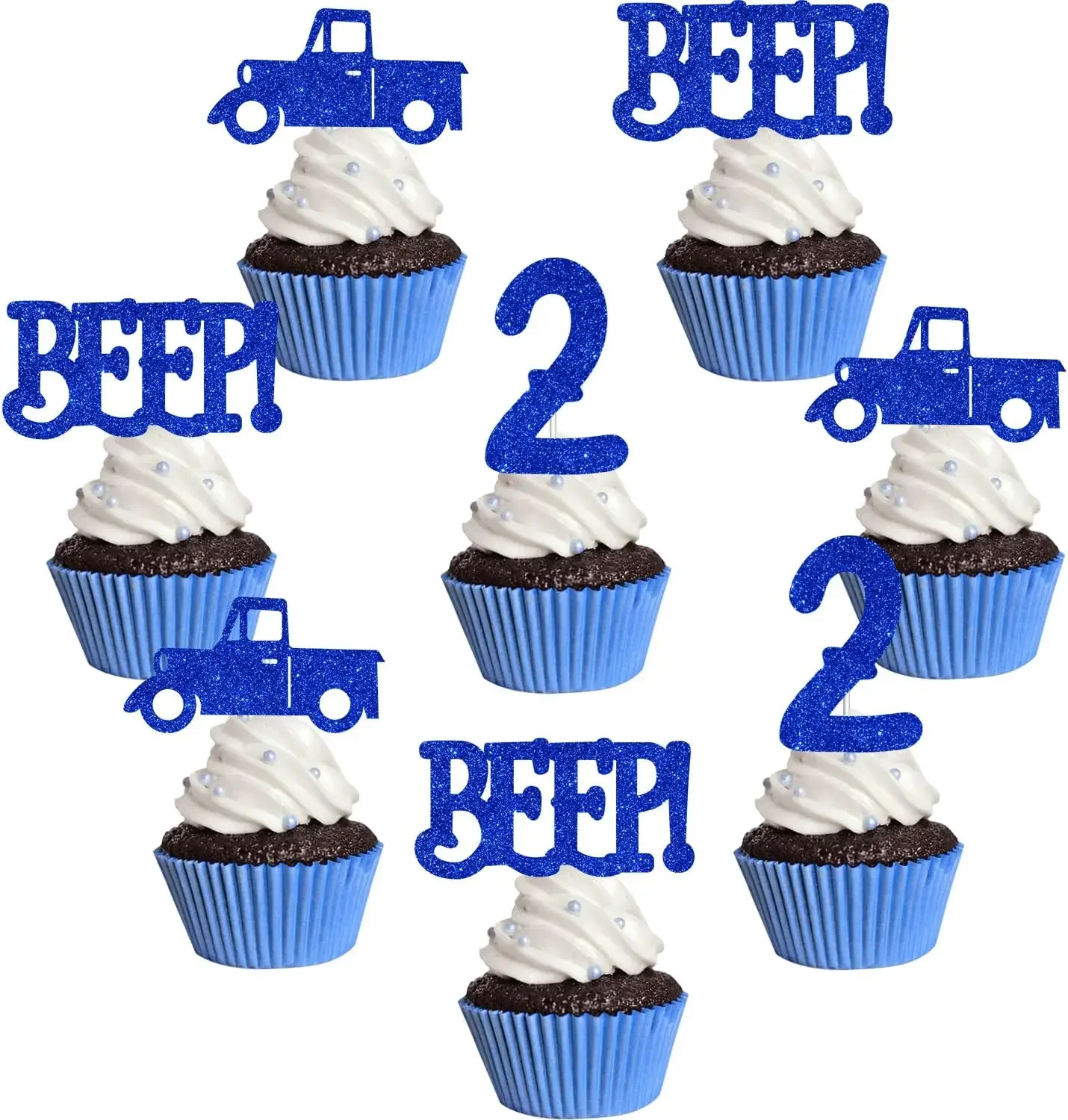 24 шт. синий грузовик торт на 2-й день рождения украшения блестящий автомобиль
