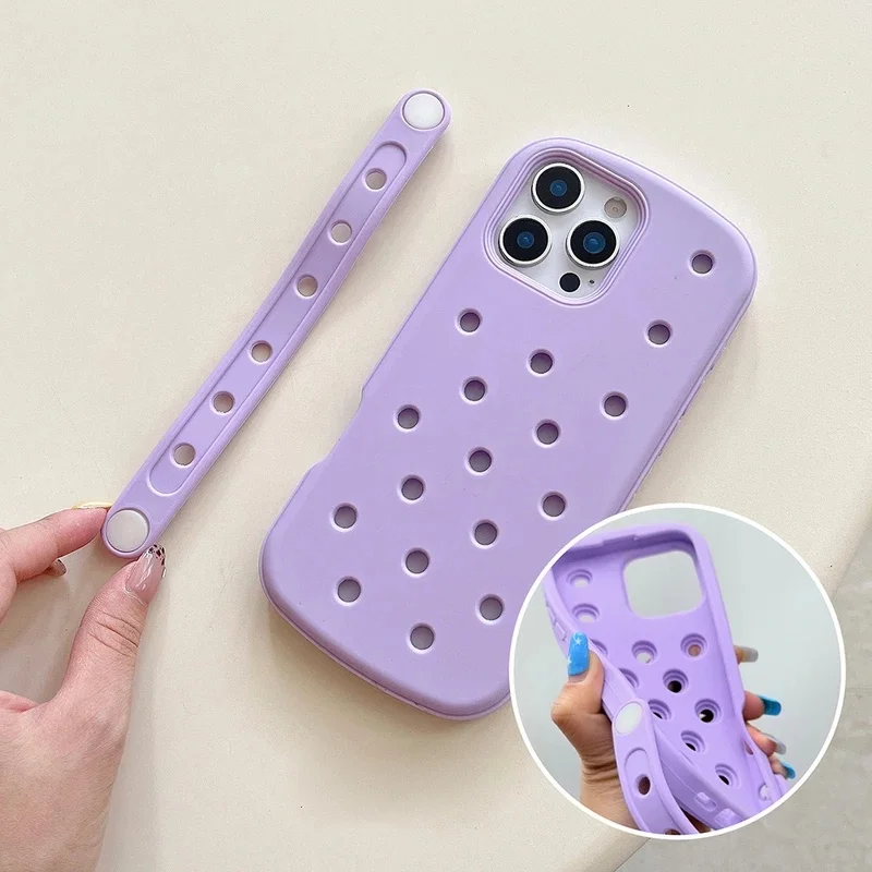 Фото Для iPhone 17 16 15 14 13 Pro Max Air Case: силиконовый чехол с отверстиями для шармов, охлаждающий, с ремешком на запястье, противоударный, с задней крышкой из поликарбоната №5