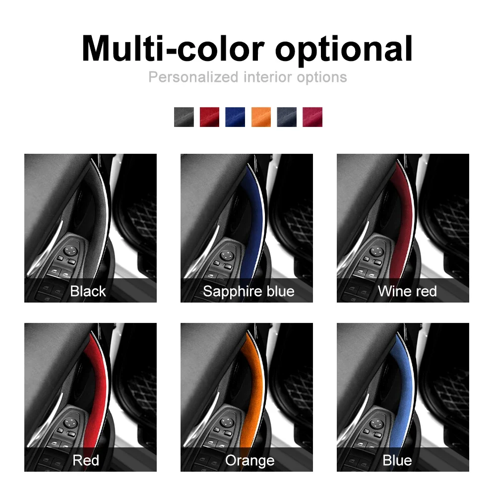 4pcs/set Flannel Car Door Handle Pull Protective Cover For BMW 3 4 Series F30 F35 3GT 2013-2019 Accessories Interior Super Suede