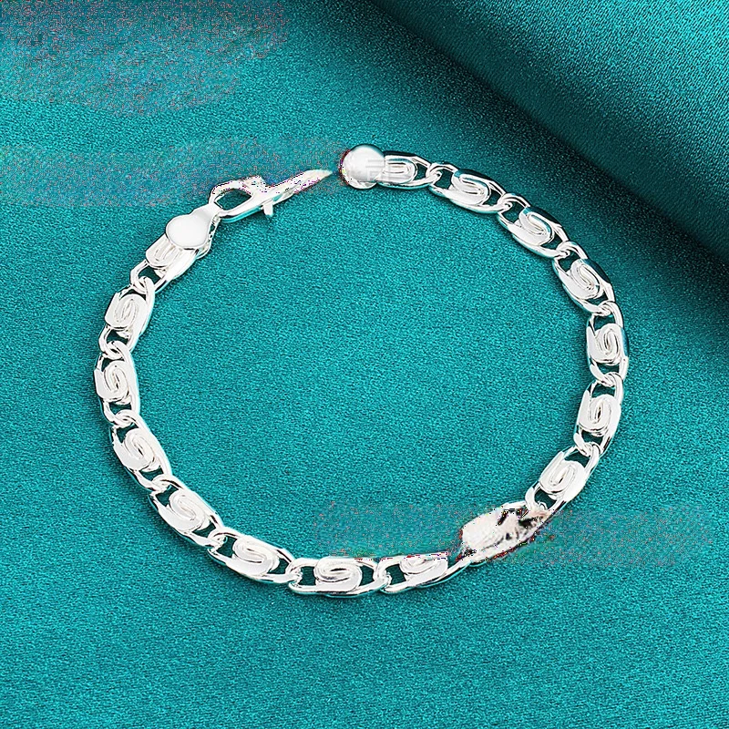 Женские и мужские браслеты из серебра 925 пробы цепочка с отверстиями модный