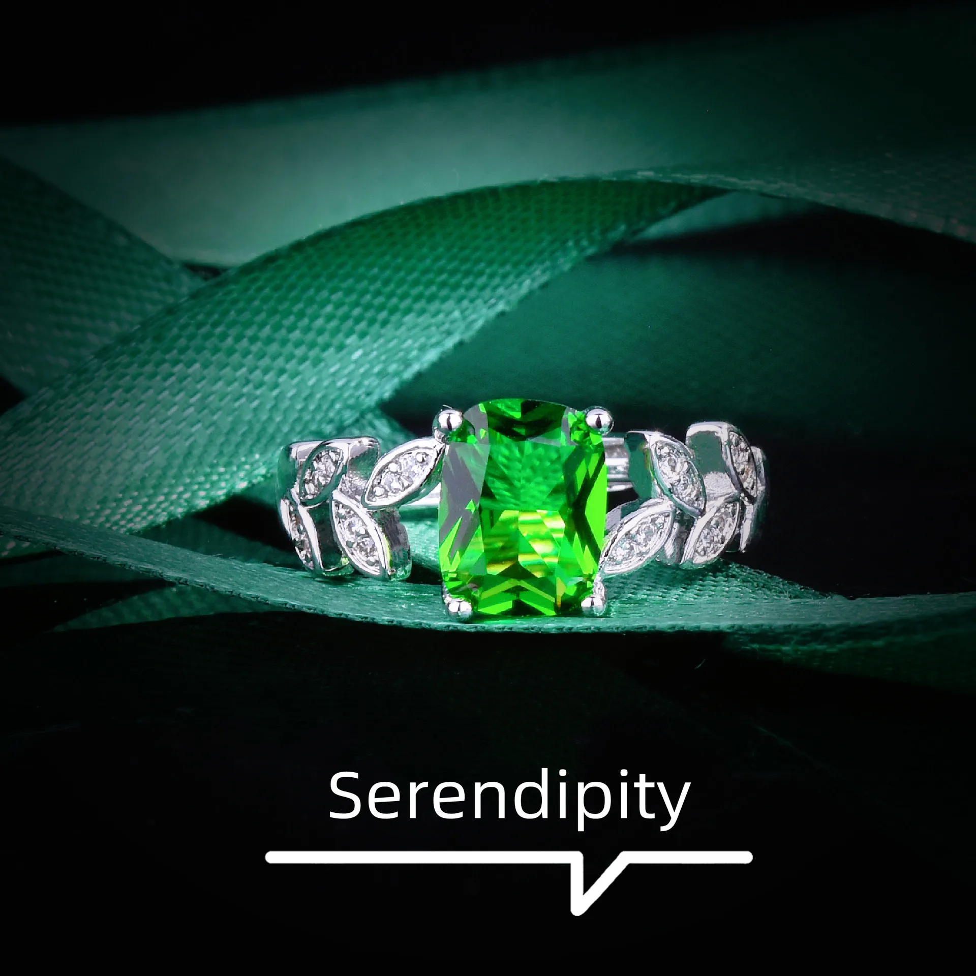 

2022 Trendy Luxury Leaf Engagement Ring For Women Olive Green Leaves Cubic Zirconia Elegant Ring Party Jewelry Anniversary Gift