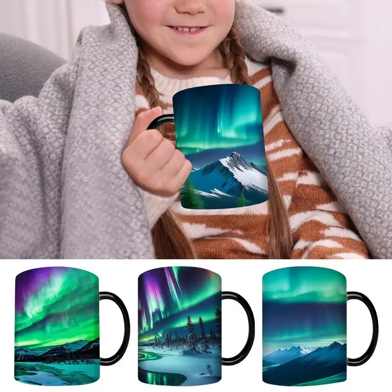 Кофейные кружки меняющие цвет Северный свет новинка керамические кофейные 350 мл