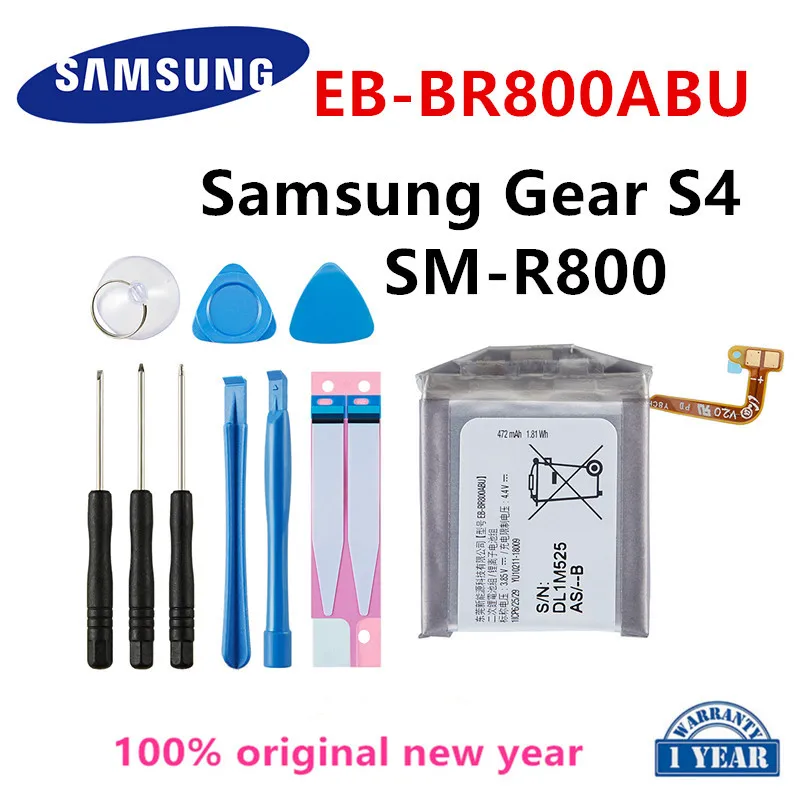 

SAMSUNG 100% Orginal EB-BR800ABU 472mAh Battery For Samsung Gear S4 SM-R800 SM-R805 SM-R810 Smart Watch Batteries+Tools