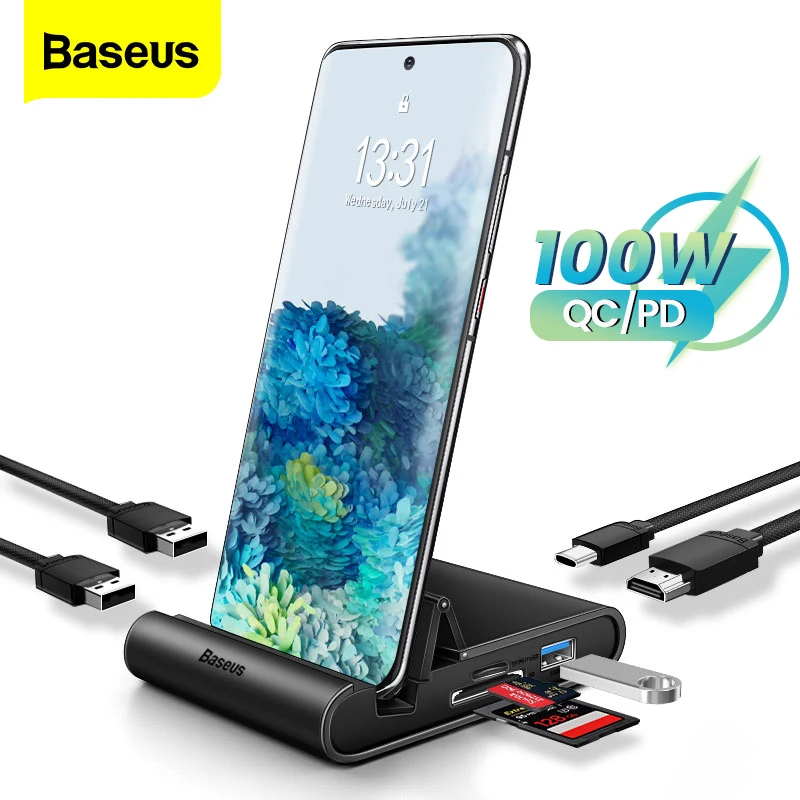 

Baseus USB Type C Docking Station to 4K HDMI-compatible SD/TF USB 3.0 PD 100W Fast Charging For Samsung S22 Dock Station Dex HUB