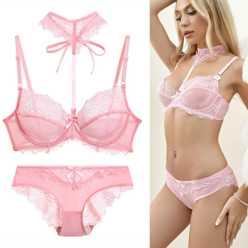 

2021 New Embroidery Women Bra Sets Lace Push Up Underwear Brief 34/75 36/80 38/85 40/90 42/95 44/100 BCDE Cup Plus Size Lingerie