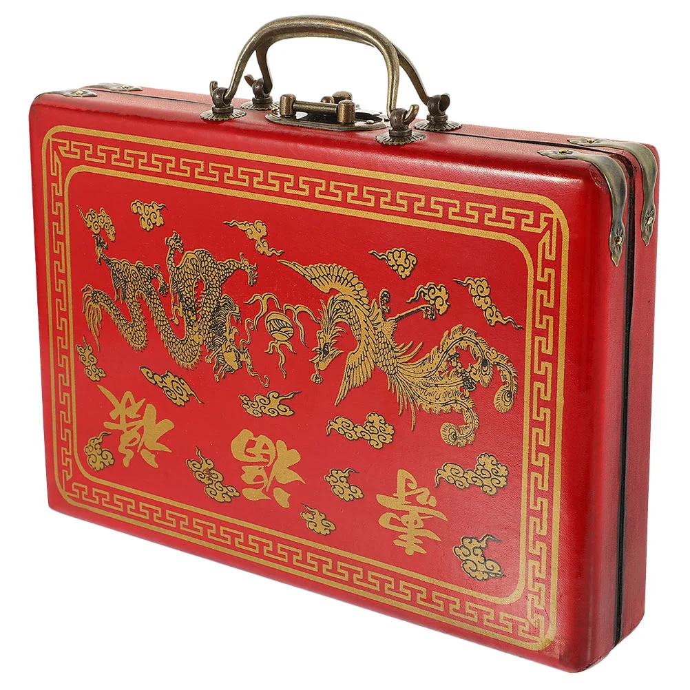 

Wooden Mahjong Holder Container Retro Case Household Storage Gift Supplies Gifts