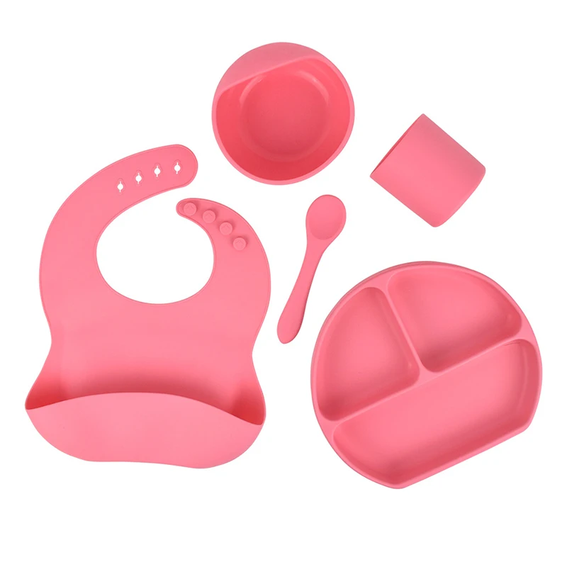 

Silicone Kids Bowl Set Baby Feeding Plate Cutlery Kitchen Set Tool