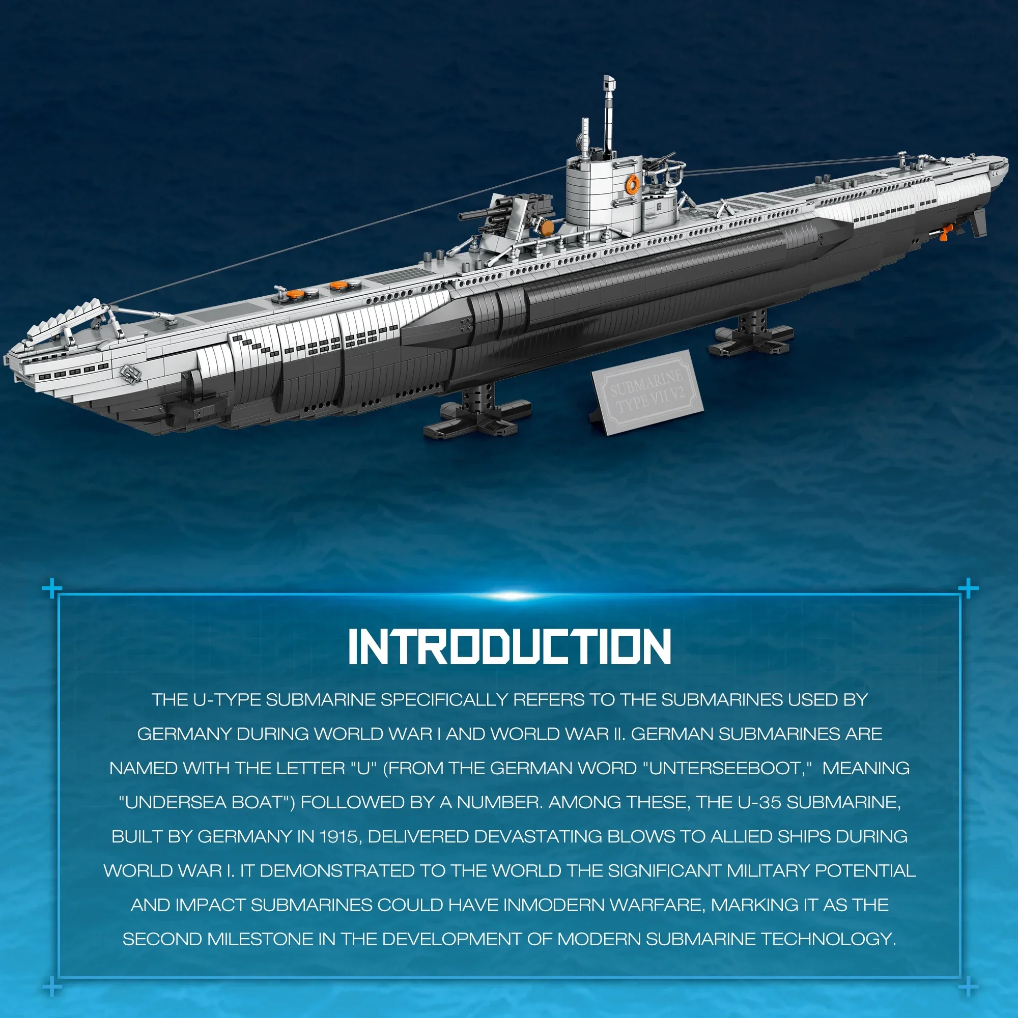 3987 шт U-образные строительные блоки для подводной лодки модель подводного