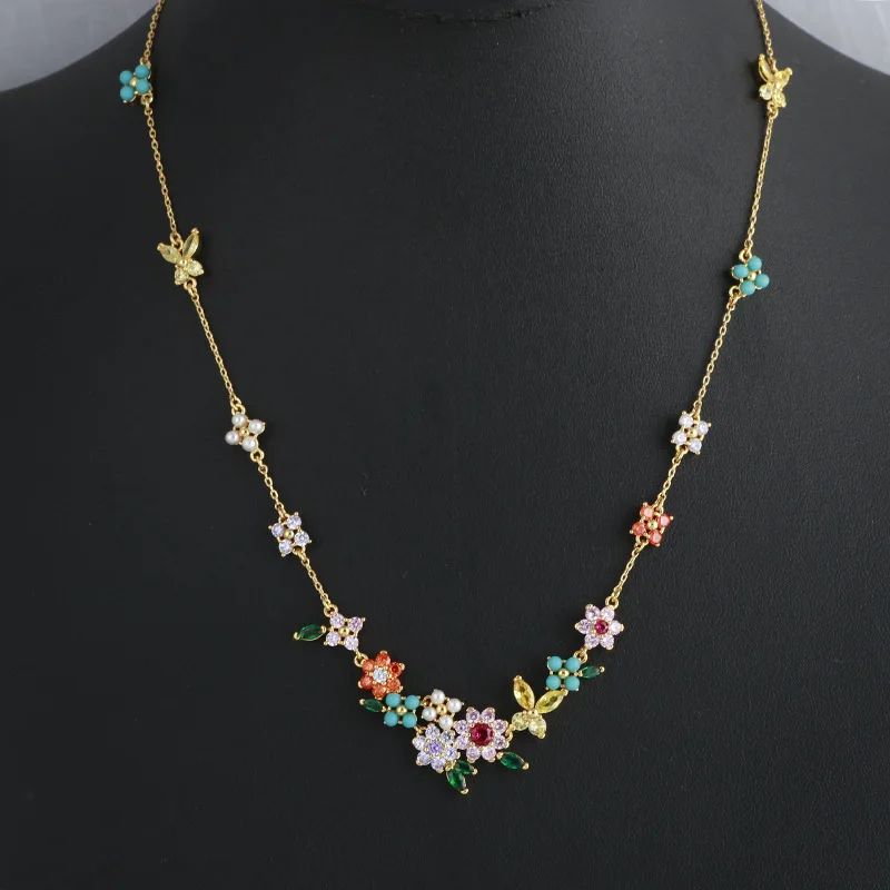 

2022 New Fashion Butterfly Pearl Flower Crystal Ladies Necklace