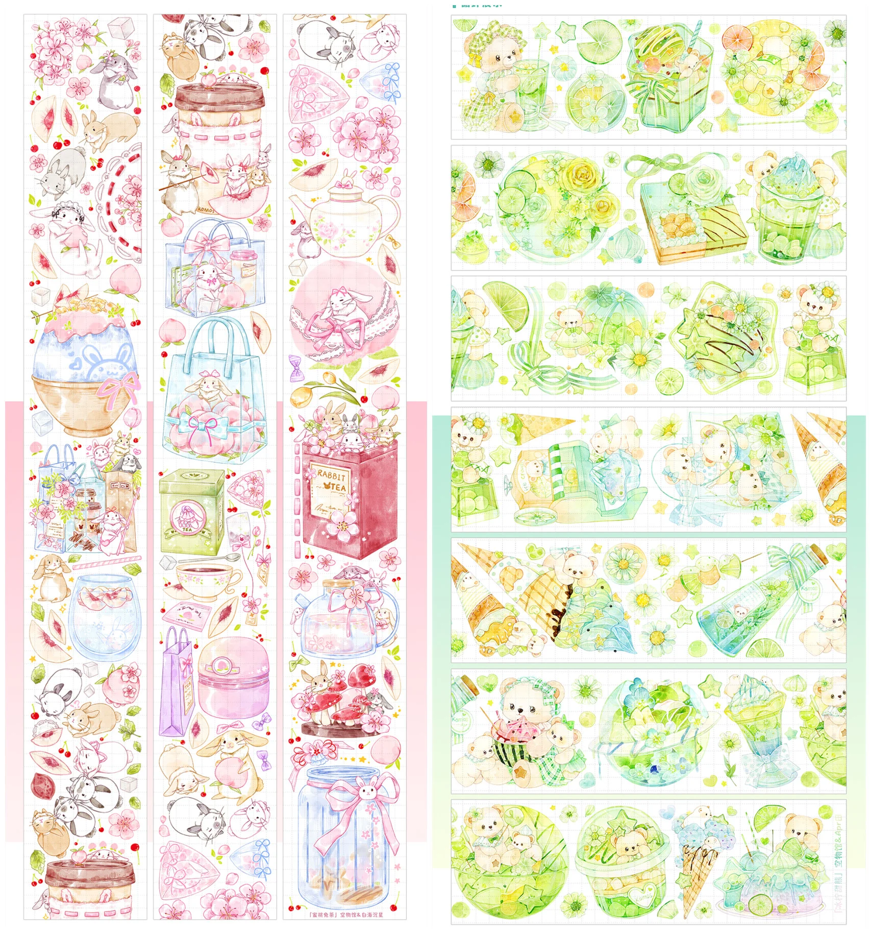 

1 Loop Peach Rabbit Tea Ice Lemon Sweet Bear Paper PET Museum Tape 120cm