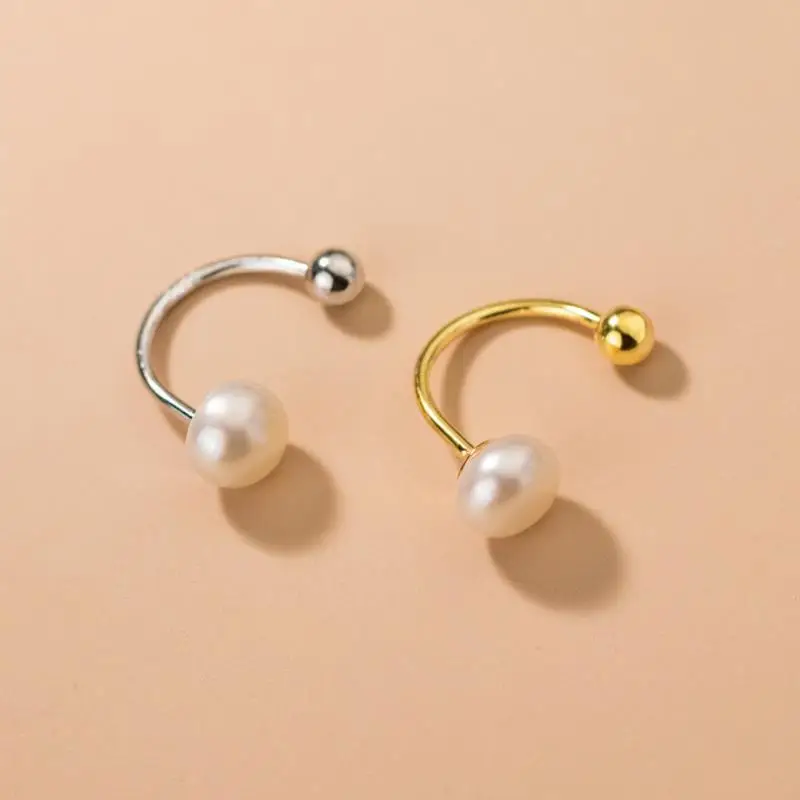 

Natural Freshwater Pearl 6-7mm Bread Round 925 Sterling Sliver Stud Earrings Fashion Style for Women Hot Gift Classic Jewelry