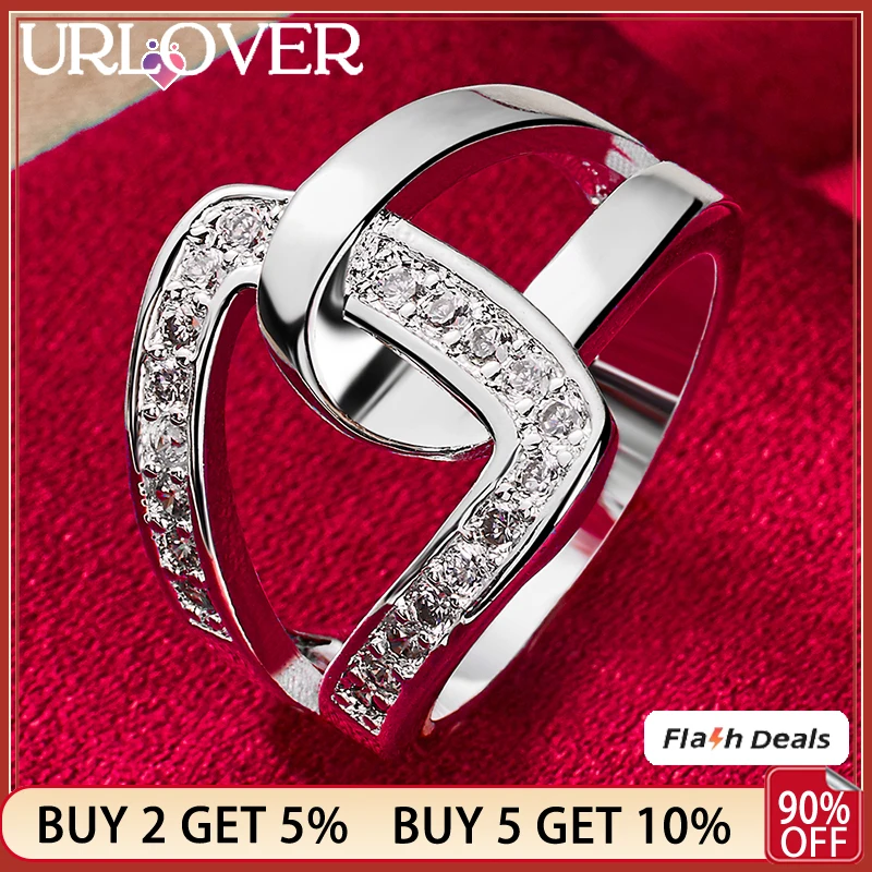 

925 Stamp Silver Color Irregular Geometric Zircon Ring For Women Men Popular Jewelry Christmas Party Wedding Accessories Gift