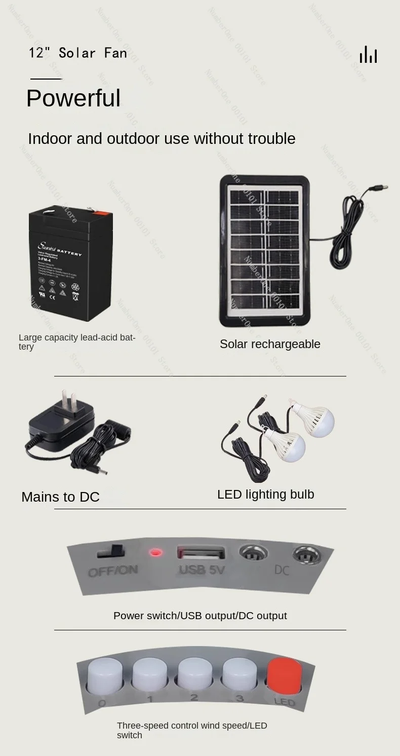 12-дюймовый Солнечный зарядный вентилятор для настольного компьютера из