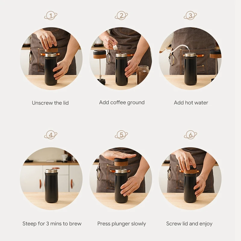 Популярный портативный кофейник 2 в 1 320 мл зеркальная Кофеварка из нержавеющей