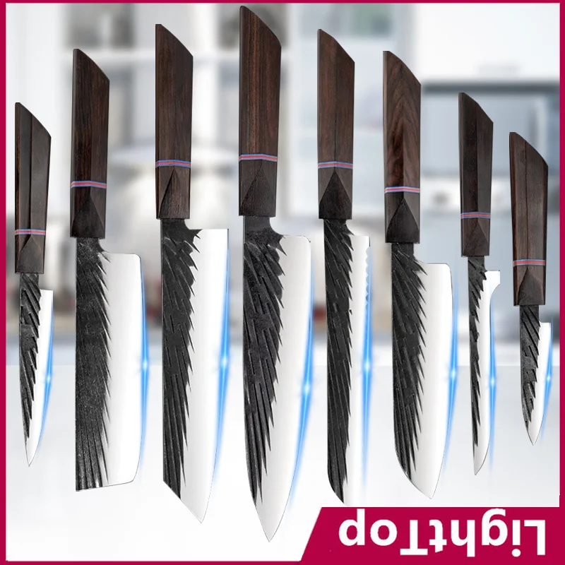 

Кованый японский острый шеф-нож ручной работы, кухонные ножи, нож сантоку, нож для фруктов, универсальный нож для разделки, нож для хлеба, нож...