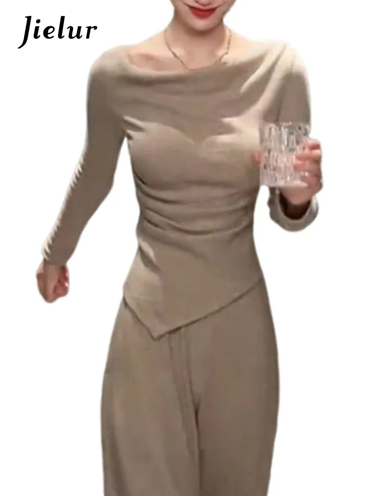 Jielur Весеннее Новое однотонное приталенное женское платье милое элегантное