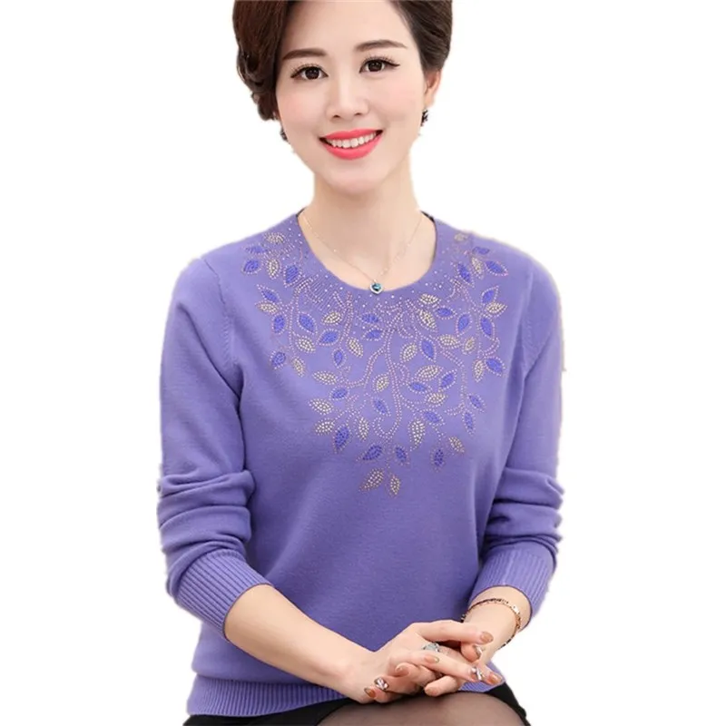 

Autumn Winter Women's O Neck Elastic Soft Knitwear Sweater Fashion Slim Mother Long Sleeve Pullover Tops Casual Bottomed Knitted
