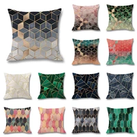 colorful geometric digital print pillow cushion cover green throw pillows linen pillow cover decorative softness cover pillow