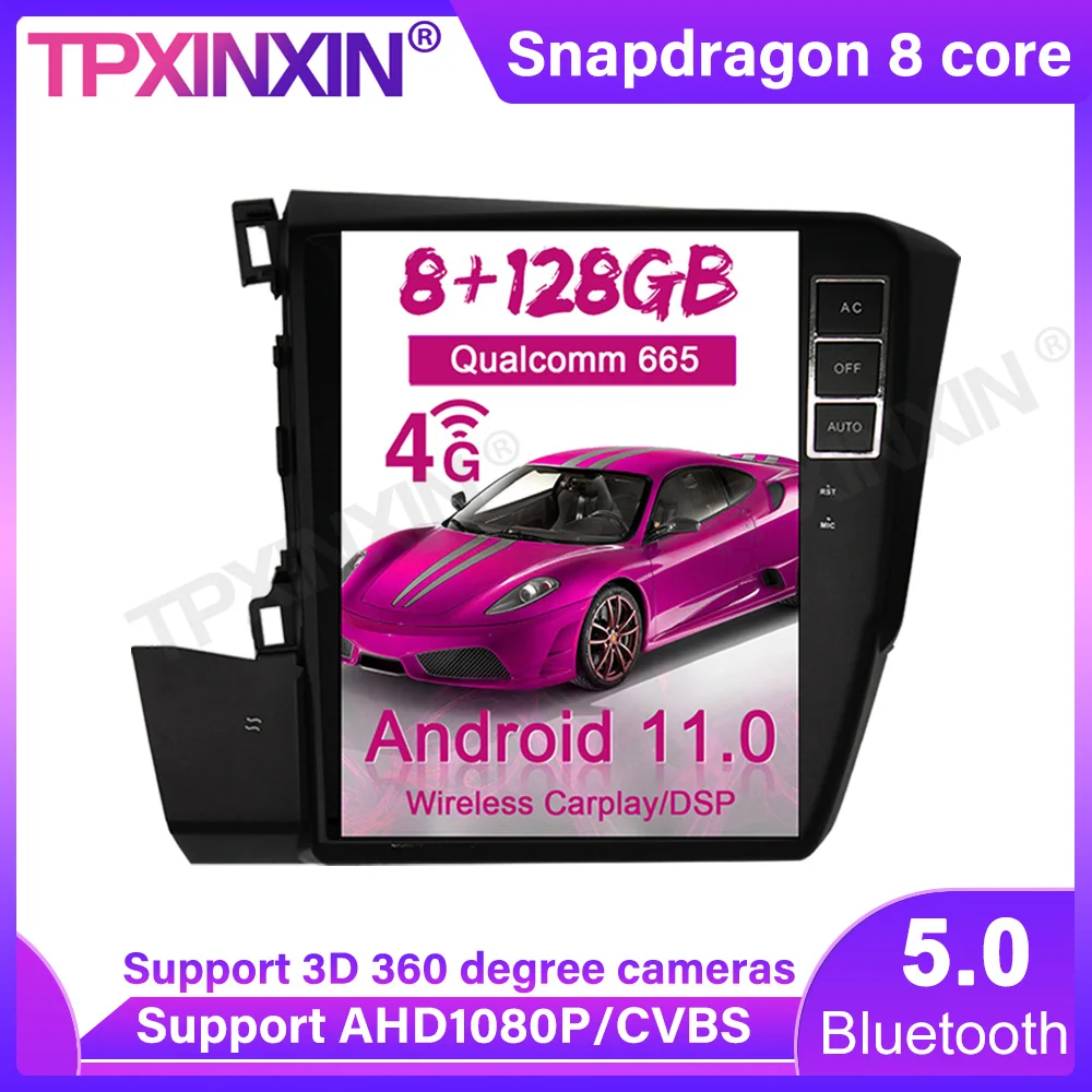 

Android 11 Qualcomm 665 для Honda Civic 2012-2015 Автомобильный GPS-навигатор головное устройство мультимедийный плеер автомобильное радио стерео 8 + 128 ГБ