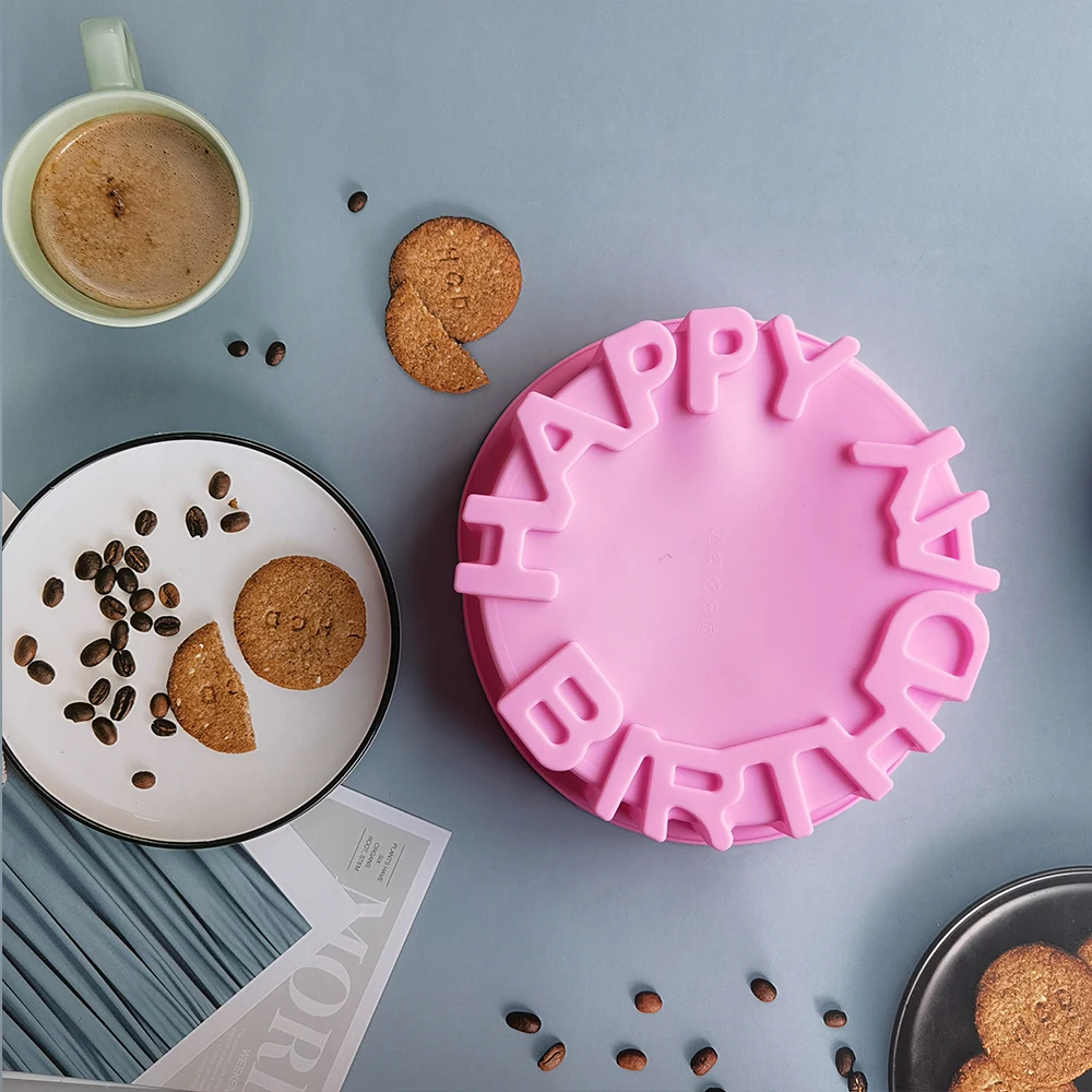 

Circular Birthday Letter Cake Silicone Mold 3D Mousse Handmade Cake Jelly Egg Tart Bread Mold Baking Tool