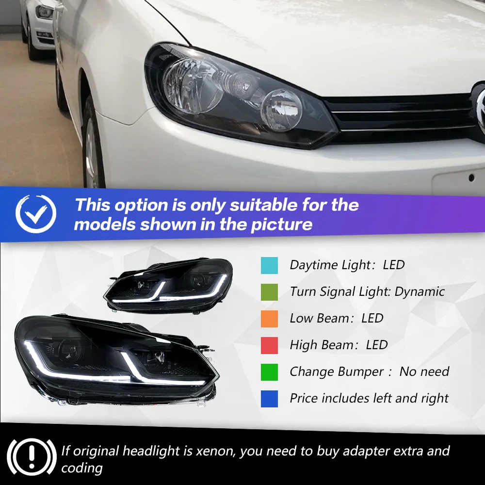 

Автомобильные фары для VW Golf 6 Golf 6 MK6 Фара 2009-2012 R20 GTI Фара Drl Объектив проектора Автомобильные аксессуары