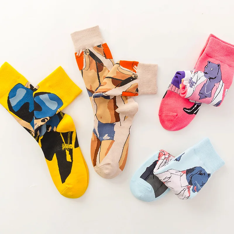 

Мужские и мужские спортивные длинные хлопковые носки для скейтборда harajuku