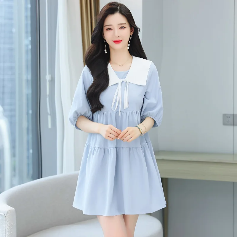

French Dress Doll Short Sleeves Fresh and Sweet Academy Style Small Man 2023 Women's New Home Suit