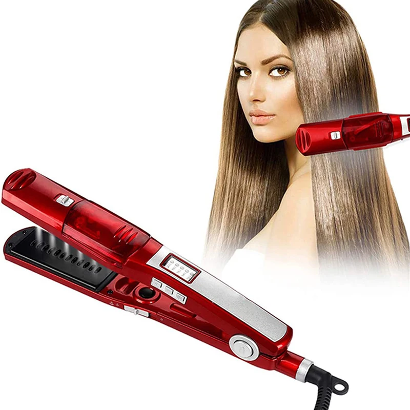 

Steam Hair Straightener Brush Ceramic Flat Iron Professional Hair Straightening Iron Comb Electric Hair Crimper Heating Comb