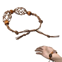 bracelet crystal stone holder adjustable length hand woven rope charms adjustable crystal netted holder for diy pendant