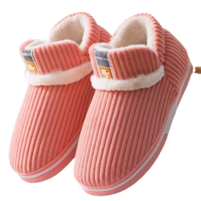 Men's Winter Cotton Slippers Couples High Top Bag Heel Warm Plush Outdoor Thick-soled Flat Cotton Shoes for Men Big Size 45 46