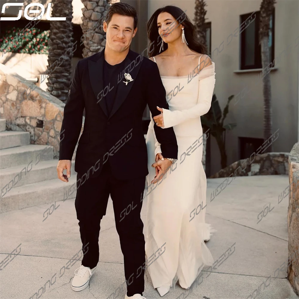 Женское свадебное платье с длинным рукавом