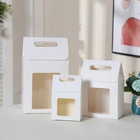 10pcs kraft gift boxes with transparent window for wedding birthday christening party white cake candy product packaging box