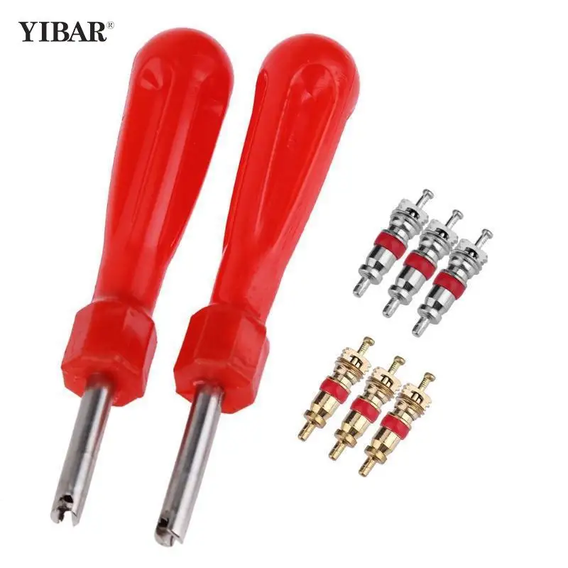 

5pcs Valve+1pc Screwdriver Cores with Car Bicycle Tyre Tire Valve Core Remover Repair Tool
