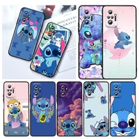 cartoon cute stitch case for xiaomi redmi note 11e 11s 11 11t 10 10s 9 9t 9s 8 8t pro 5g 7 5 black silicone phone cover