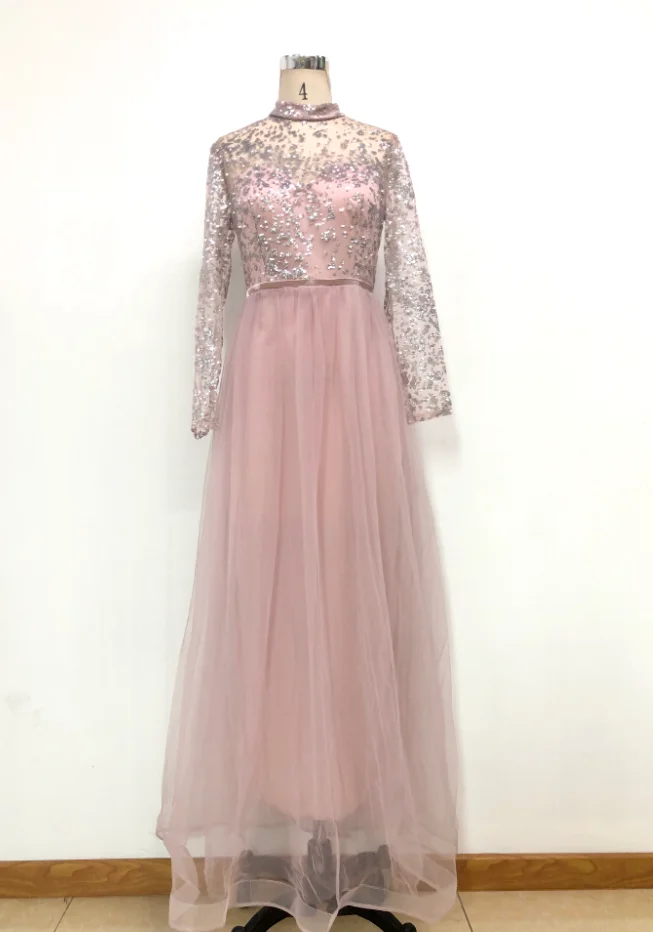 Evening Party Dress Women Sequin Long Sleeve Elegant Summer New Empire Big Swing Mesh Floor-Length Dresses Maxi Vestido De Mujer