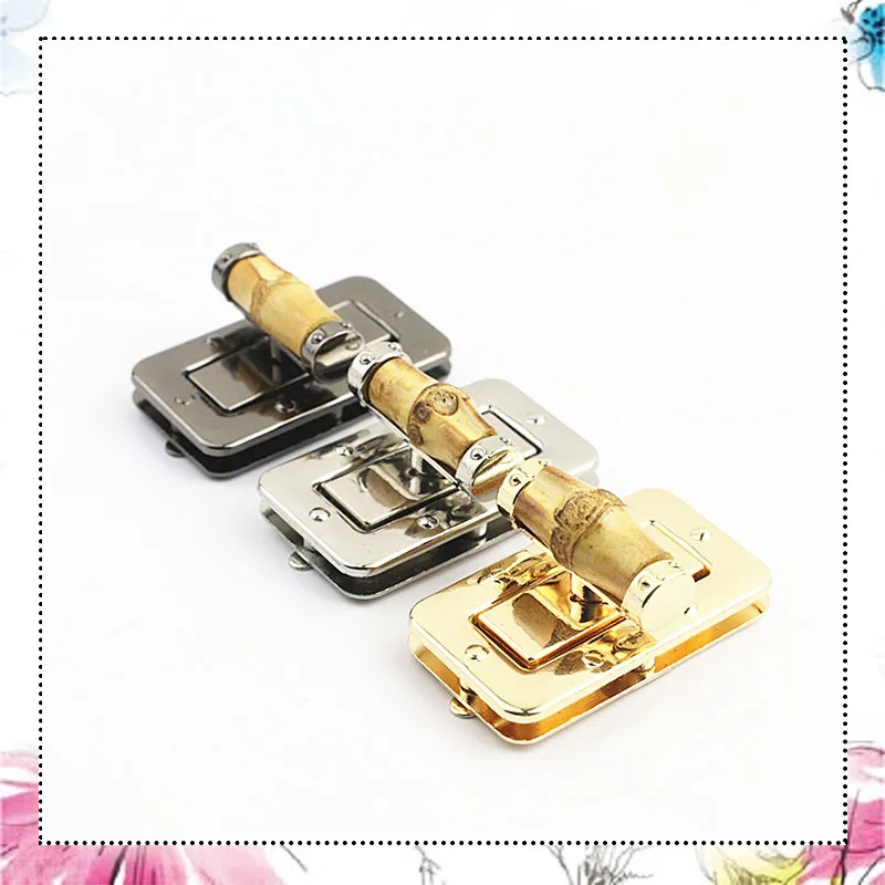 Металлические бамбуковые поворотные застежки, прямоугольные поворотные замки, замки «сделай сам» для сумок, металлические детали, аксессуары для украшения, 2 шт., 42x25 мм