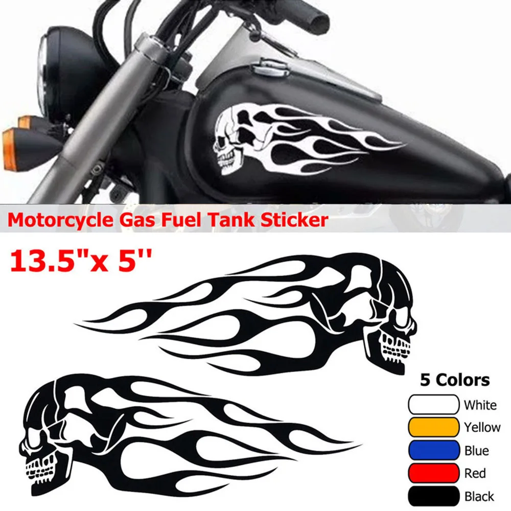 

1Set Flame Skull Sticker Decal Motorcycle Stickers Waterproof Sun Protection Universal Car Motorbike Decoration Accessories