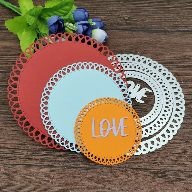 

4 шт. круглая кружевная рамка в комплекте, металлические штампы, трафареты для «сделай сам», скрапбукинг, декоративное тиснение, ручная работа, штамповочный шаблон