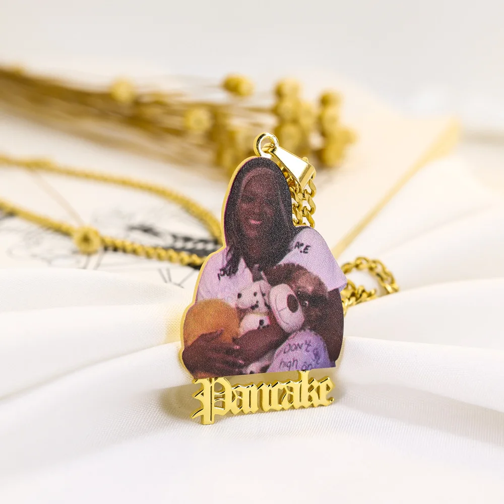 Hiphop Styles 925 Sterling Silver Personalize Photo Necklace With Name Portrait Picture Fathers Day Family Gifts Jewelry