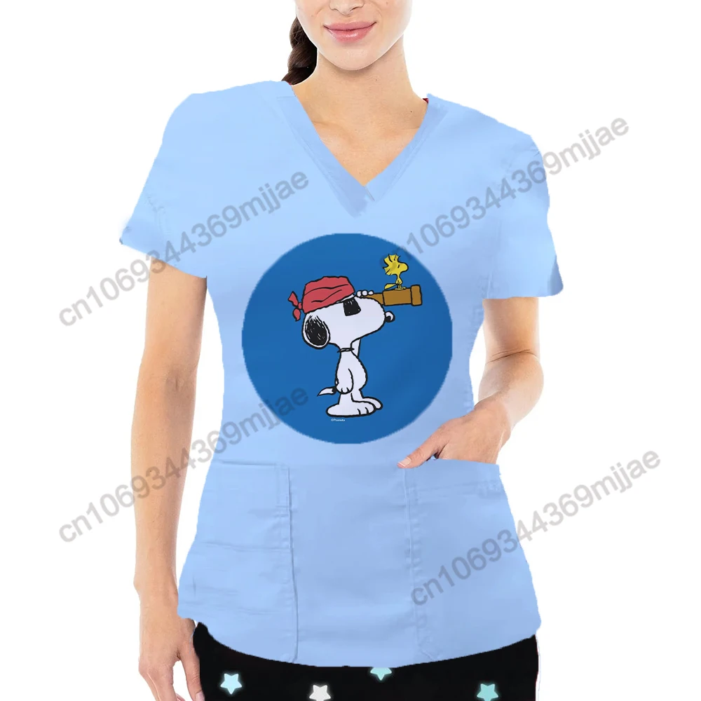 

Nurse Uniform T-shirt Female V-neck Kpop Pocket Summer Clothes for Women Clothing 2023 New Arrivals Shirts Y2k Tops Yk2 Y 2k Top