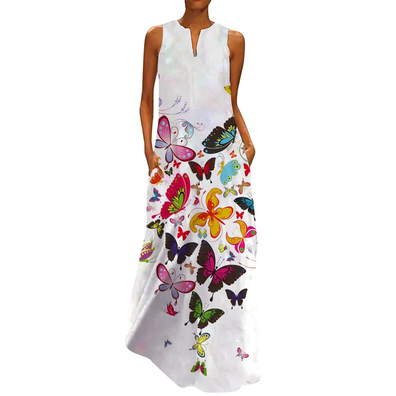 

Summer long dress 2022 elegant dress party sleeveless dress women's casual sun dress retro long dress women's long dress