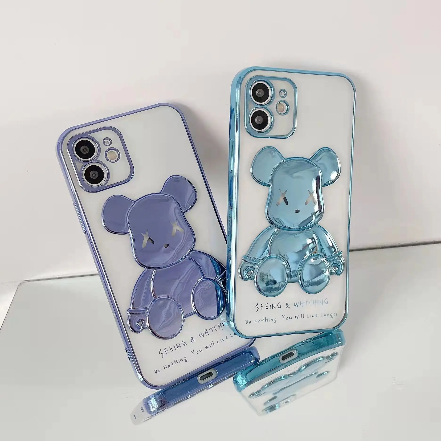 

Новинка чехол для телефона с милым медведем для iPhone 13 12 11 Pro Max X Xs Xr 8 7 Plus SE 2020 прозрачный силиконовый защитный чехол для объектива