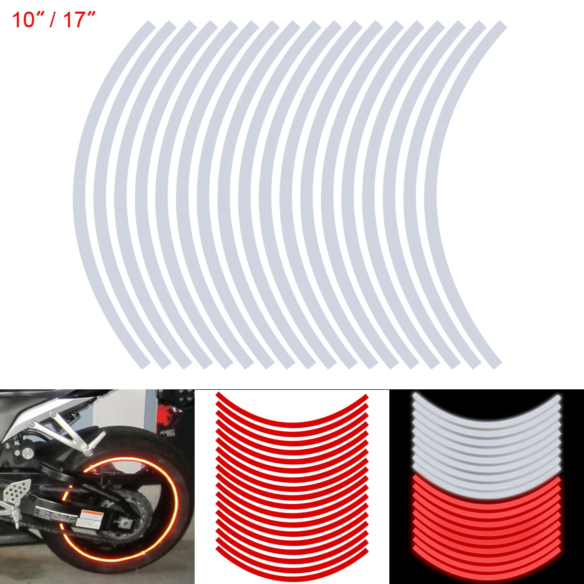 

18pcs PVC Car Motorcycle Hub Steel Tire Rim Reflector Refit Sticker for Automobile 10 -17 Inch Tire 10 Inch -17 Inch Tire