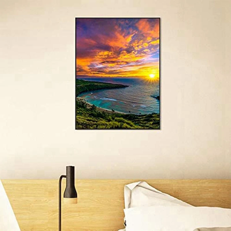 Набор из 6 красочных алмазных картин с закатом для взрослых 5D пейзаж полный алмаз