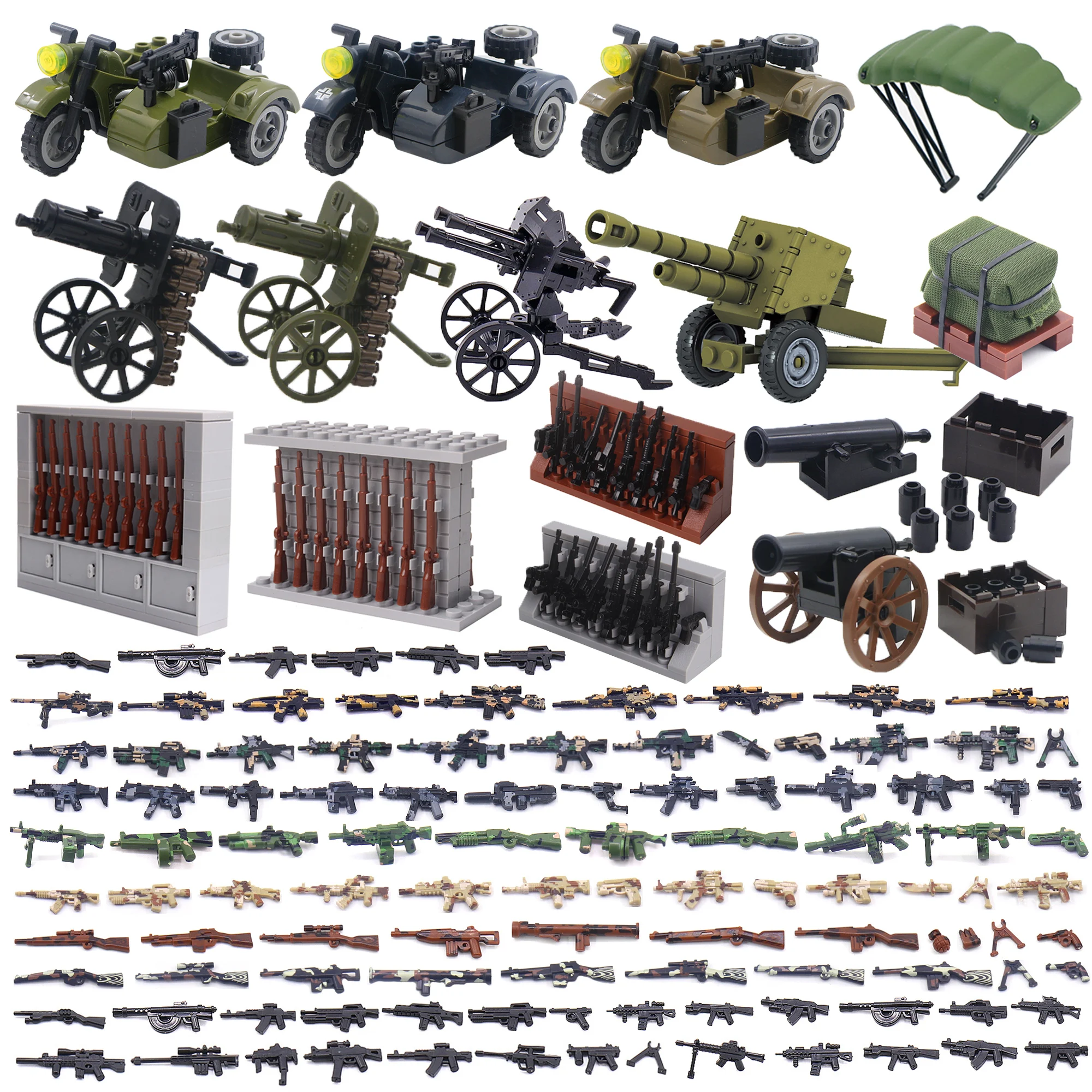 Конструктор Военная серия WW2 солдаты оружие пистолеты городской спецназ тяжелые