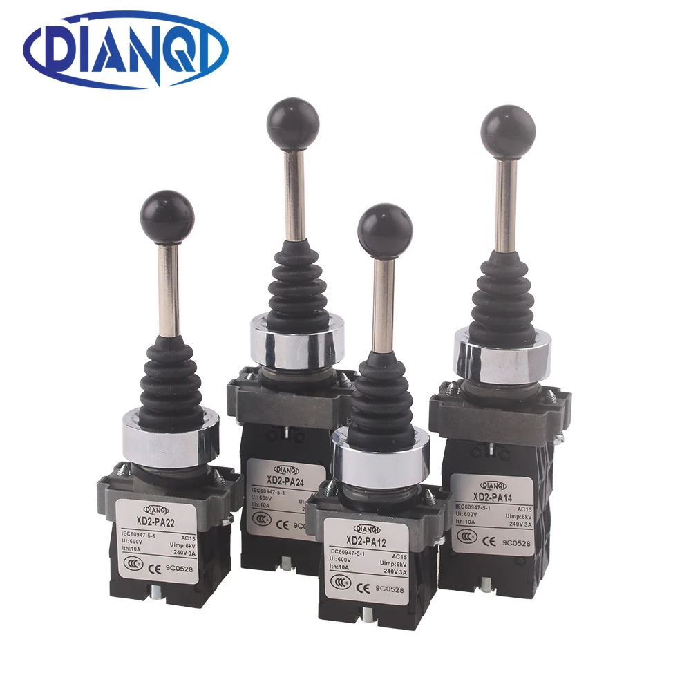 2 позиционный Кулисный джойстик XD2-PA12 PA14 с защелкой, 2 позиции, пружинный возврат, поворотные переключатели, сброс PA22 PA24 4NO 4 позиции