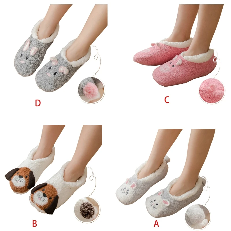 

Женские зимние уютные теплые тапочки с пушистой плюшевой подкладкой, носки-лодочки, домашние пинетки с изображением дома грелки