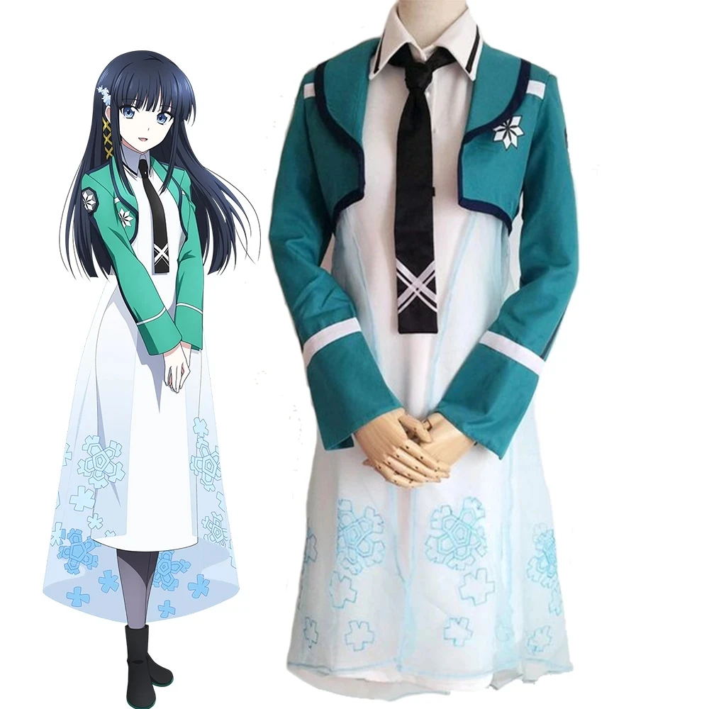 

Anime The Irregular at Magic High School Shiba Miyuki Cosplay School Uniform Elica Girls Women Long Dress Top Coat Tie Costumes