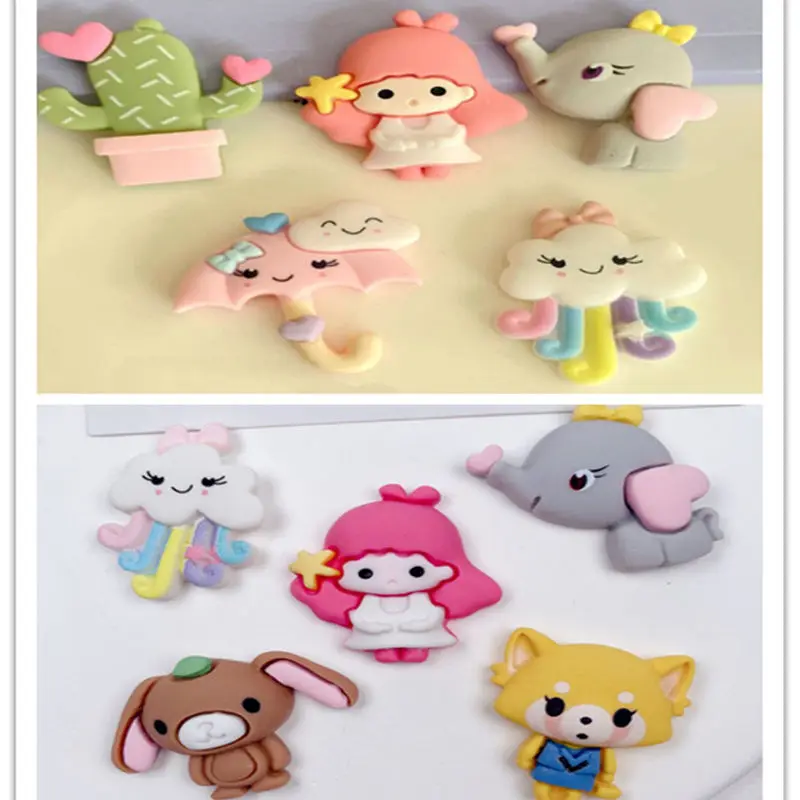 

Kawaii Resin Cartoon Animal Elephant Cactus Series Umbrella Flatback Cabochon Crafts Clothing DIY Scrapbooking Accessories