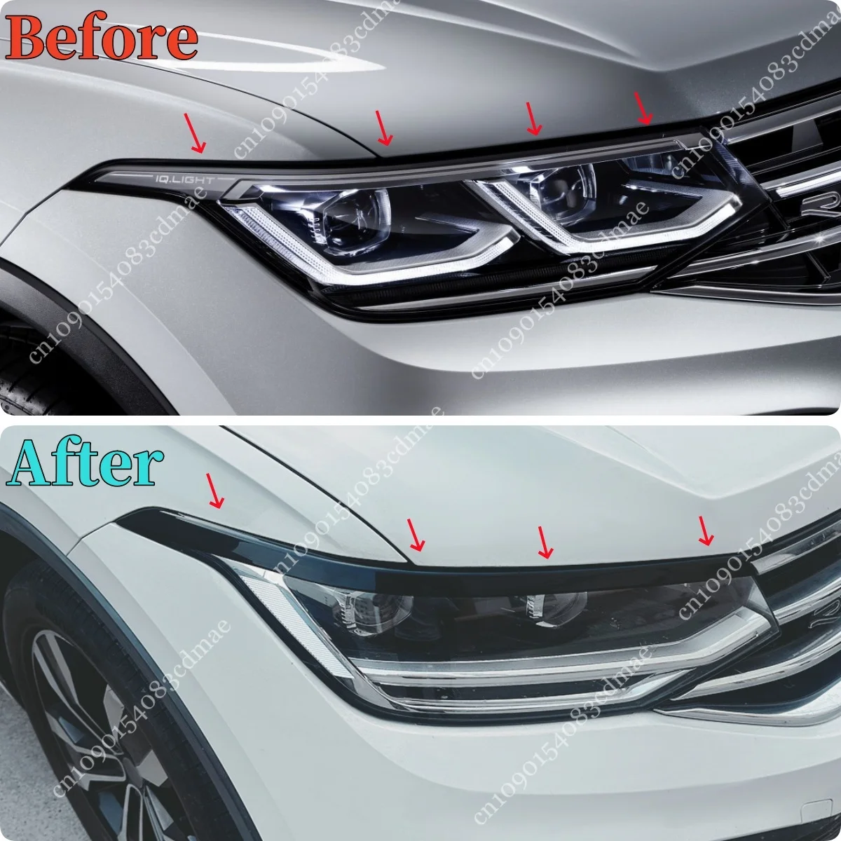 Фото 2 шт. глянцевая крышка для бровей для VW Tiguan MK2 TDI TSI R R-LINE ALLSPACE 2020 2021 2022 2023 отделка подтяжки лица внешние обшивки кузова тюнинг №2